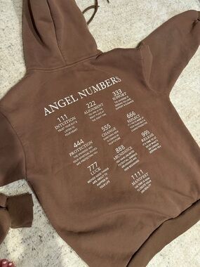 Angel Numbers Graphic Hoodie - Brown